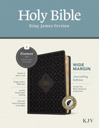 KJV Wide Margin Bible  Filament Enabled Edition (RL)-Black Ornate Tile LeatherLike Indexed