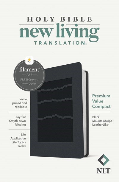 NLT Premium Value Compact Bible  Filament Enabled Edition-Black Mountainscape LeatherLike 