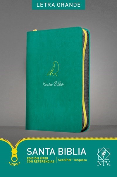 Span-NTV Large Print Zipper Edition w/References (Edicion Ziper Con Referencias  Letra Grande)-Teal LeatherLike Indexed