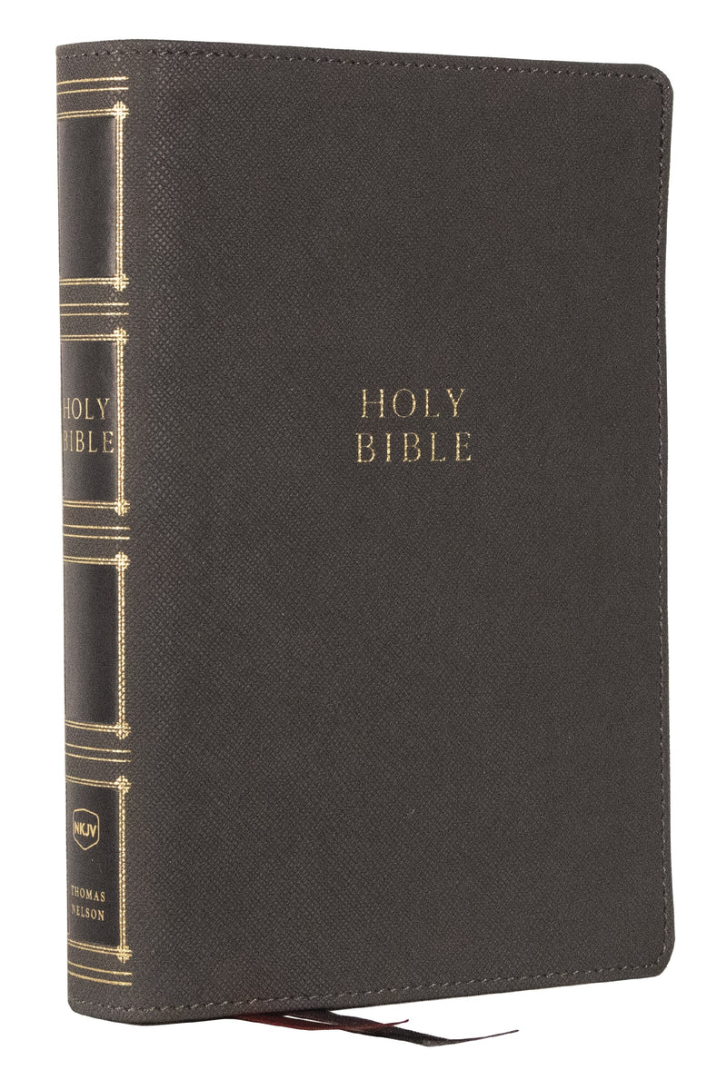 NKJV Compact Center-Column Reference Bible (Comfort Print)-Gray Leathersoft