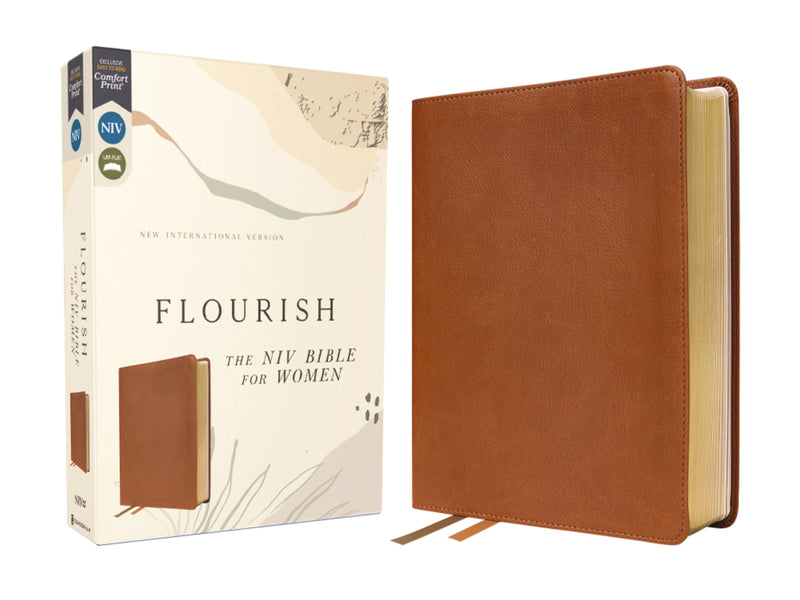 NIV Flourish: The NIV Bible For Women (Comfort Print)-Brown Leathersoft