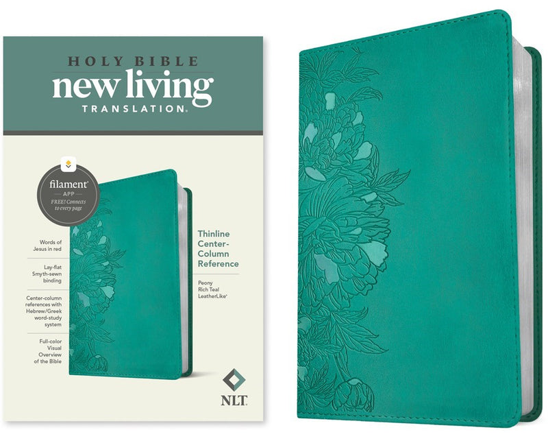 NLT Thinline Center-Column Reference Bible  Filament-Enabled Edition-Peonly Rich Teal LeatherLike