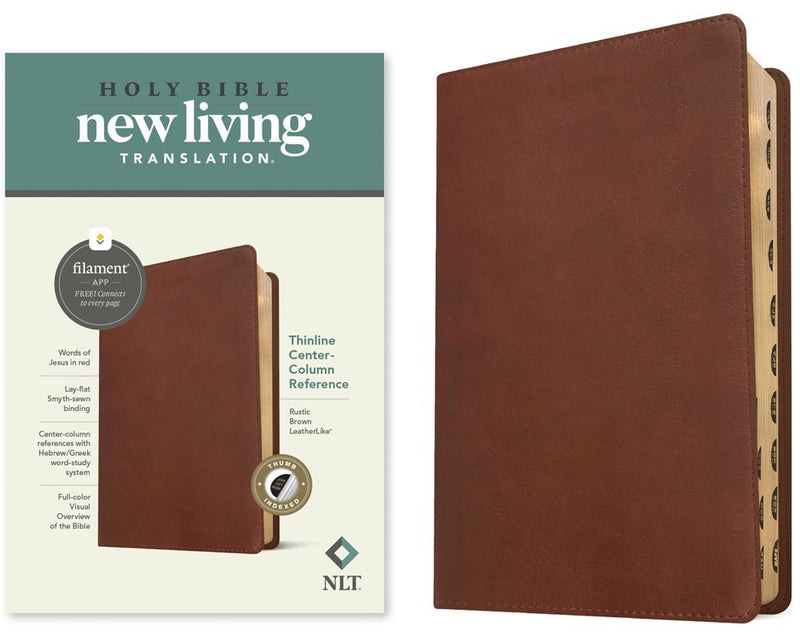 NLT Thinline Center-Column Reference Bible  Filament-Enabled Edition-Rustic Brown LeatherLike Indexed