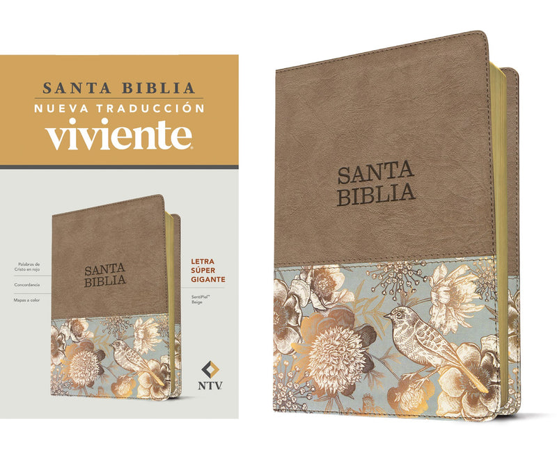 Span-NLT Super Giant Print Bible-(Santa Biblia Letra Super Gigante)-Beige LeatherLike