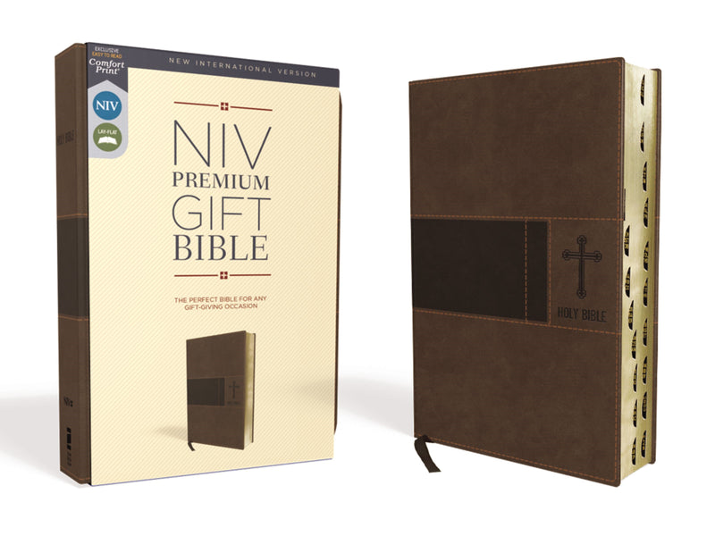 NIV Premium Gift Bible (Comfort Print)-Brown Leathersoft Indexed