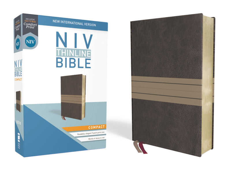 NIV Thinline Bible/Compact (Comfort Print)-Chocolate/Tan Leathersoft 