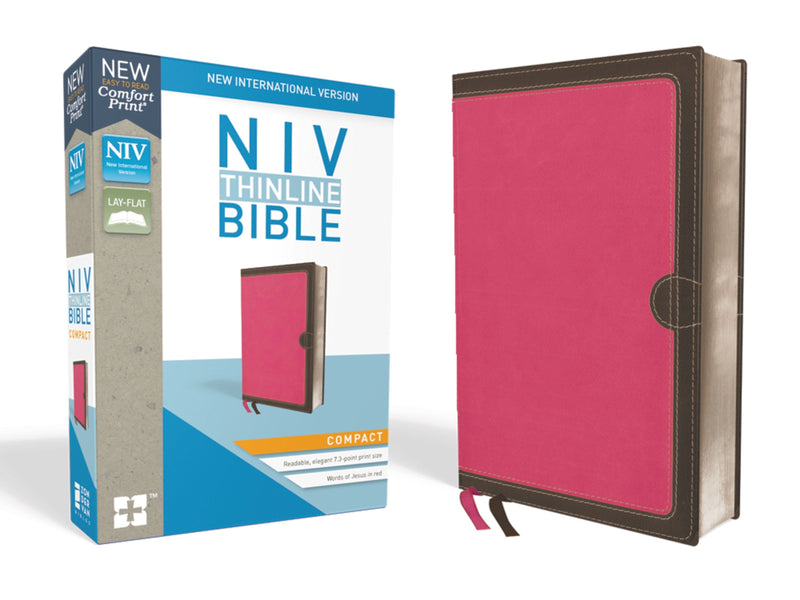 NIV Thinline Bible/Compact (Comfort Print)-Pink/Chocolate Leathersoft 