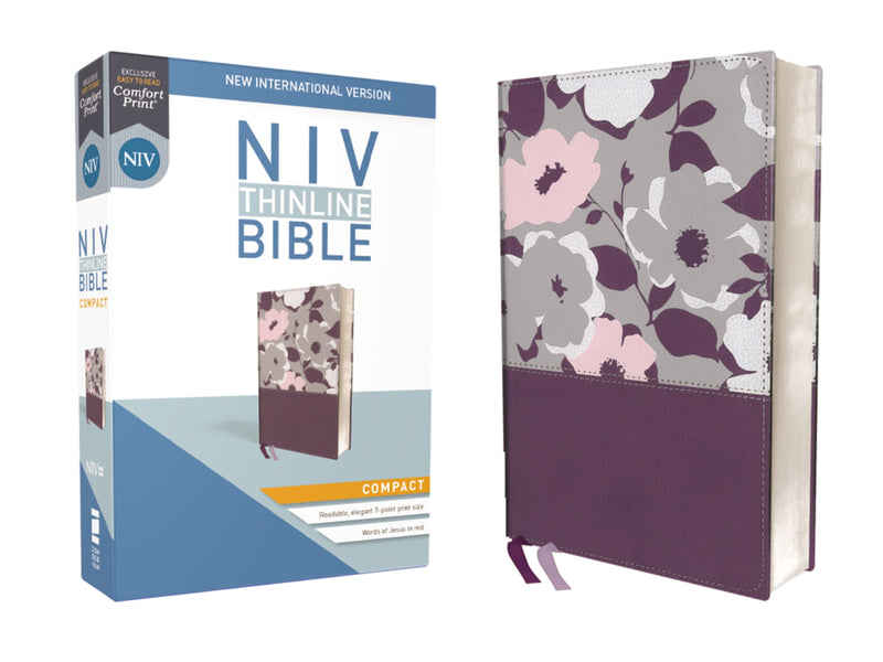 NIV Thinline Bible/Compact (Comfort Print)-Dark Orchid/Grape Leathersoft