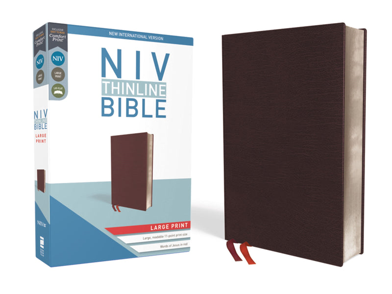 NIV Thinline Bible/Large Print (Comfort Print)-Burgundy Bonded Leather 