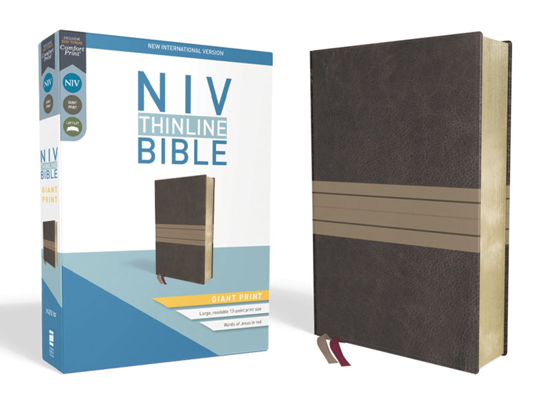 NIV Thinline Bible/Giant Print (Comfort Print)-Chocolate/Tan Leathersoft 