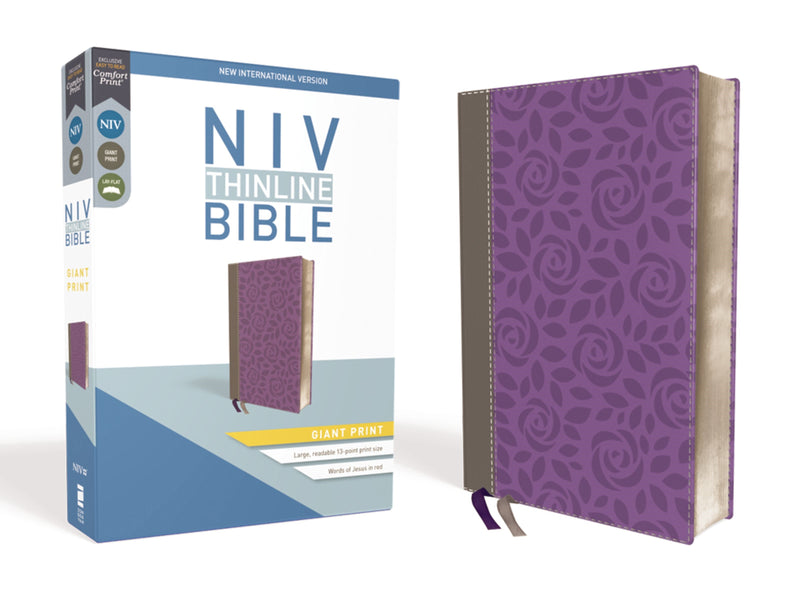 NIV Thinline Bible/Giant Print (Comfort Print)-Gray/Purple Leathersoft