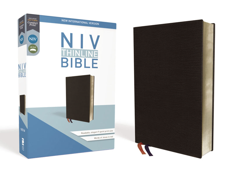 NIV Thinline Bible (Comfort Print)-Black Bonded Leather 