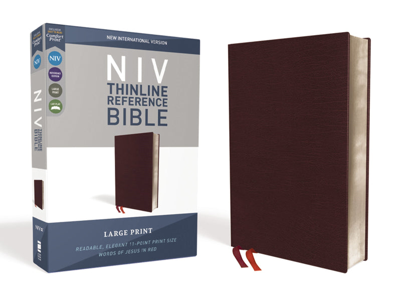 NIV Thinline Reference Bible/Large Print (Comfort Print)-Burgundy Bonded Leather