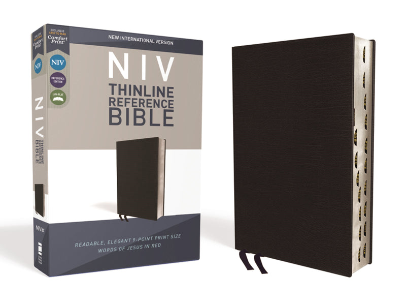 NIV Thinline Reference Bible (Comfort Print)-Black Bonded Leather Indexed