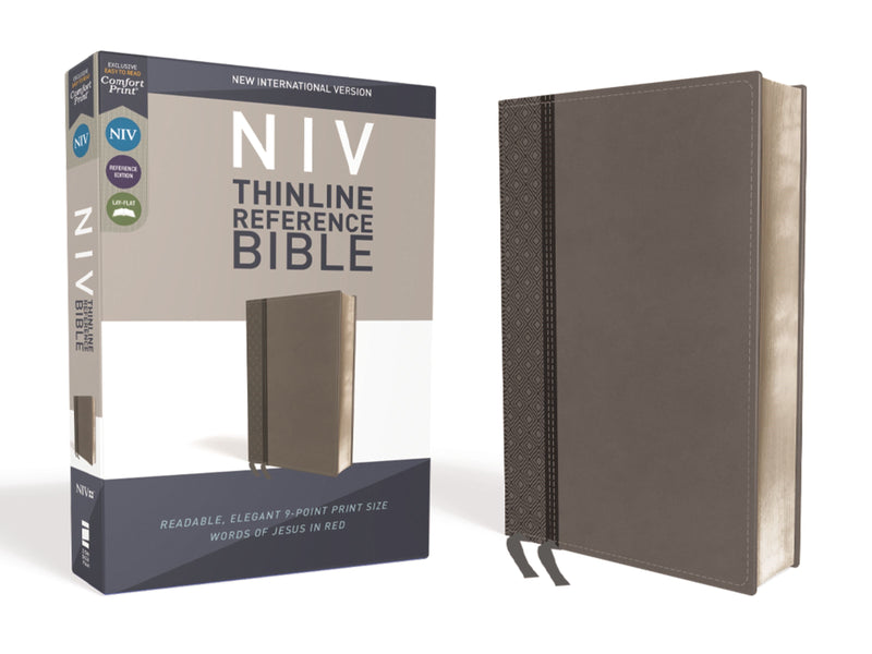 NIV Thinline Reference Bible (Comfort Print)-Charcoal LeatherSoft