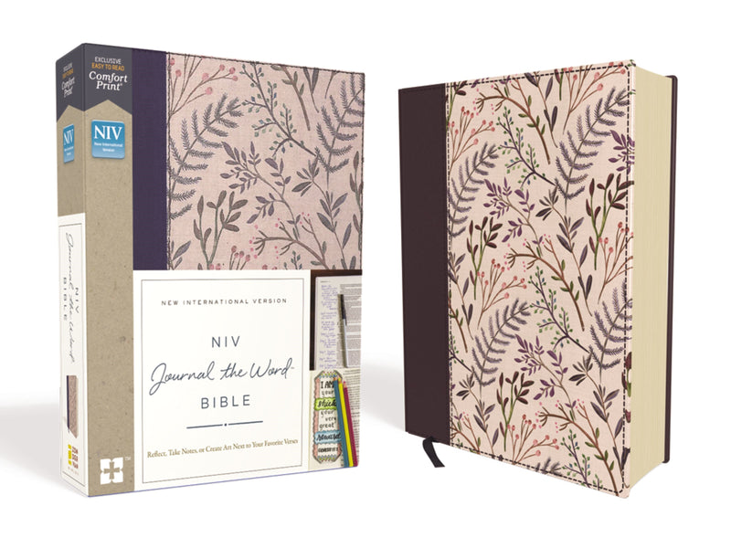 NIV Journal The Word Bible (Comfort Print)-Pink Floral Cloth Over Board 