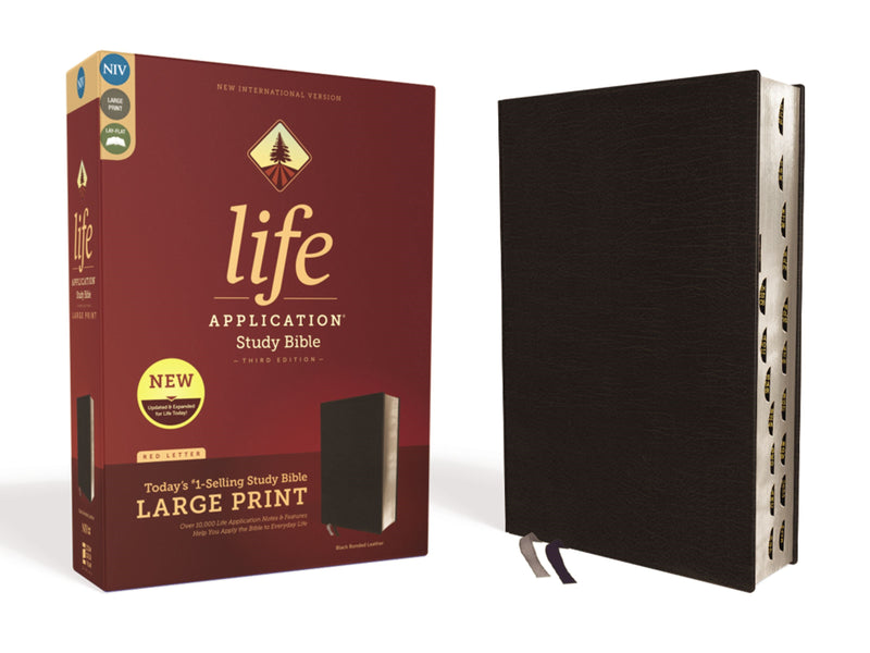 NIV Life Application Study Bible/Large Print (Third Edition)-Black Bonded Leather Indexed