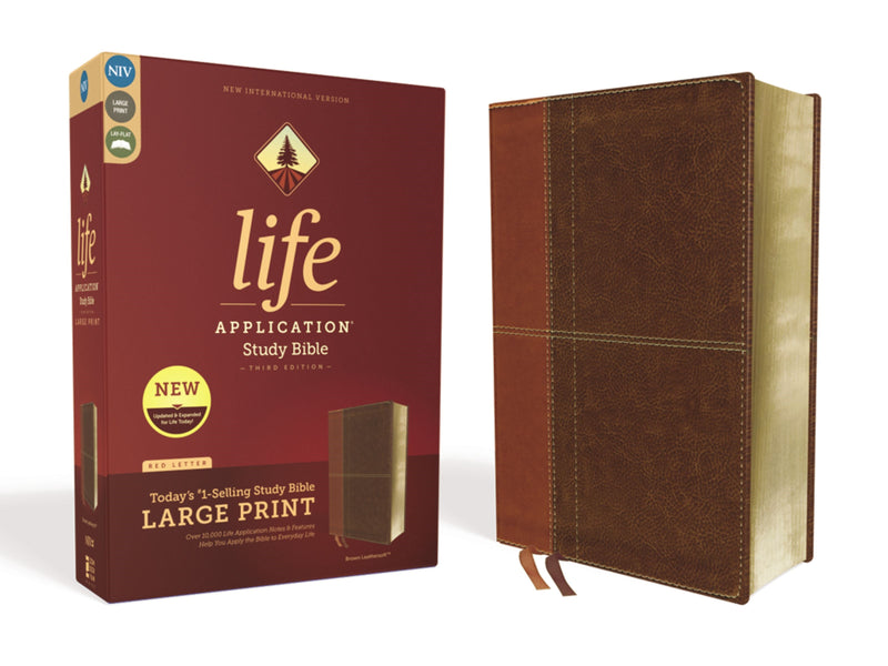 NIV Life Application Study Bible/Large Print (Third Edition)-Brown Leathersoft