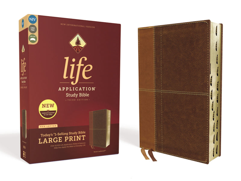 NIV Life Application Study Bible/Large Print (Third Edition)-Brown Leathersoft Indexed