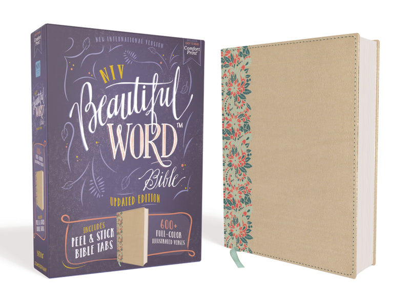 NIV Beautiful Word Bible (Updated Edition)-Gold/Floral Leathersoft