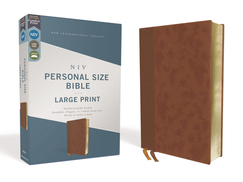 NIV Personal Size Large Print Bible (Comfort Print)-Brown Leathersoft