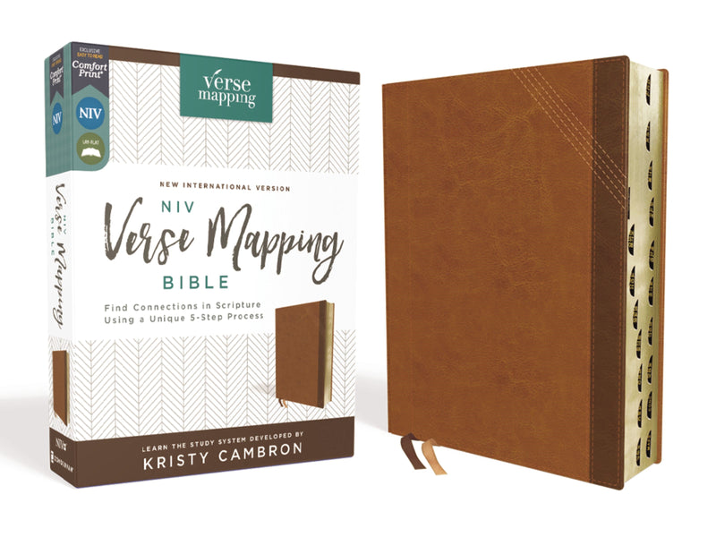 NIV Verse Mapping Bible (Comfort Print)-Brown Leathersoft Indexed