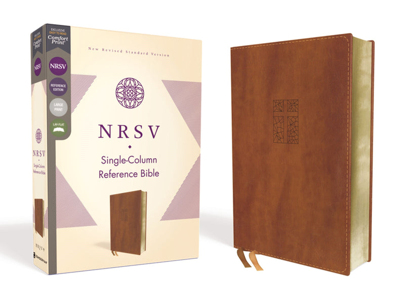 NRSV Single-Column Reference Bible (Comfort Print)-Brown Leathersoft