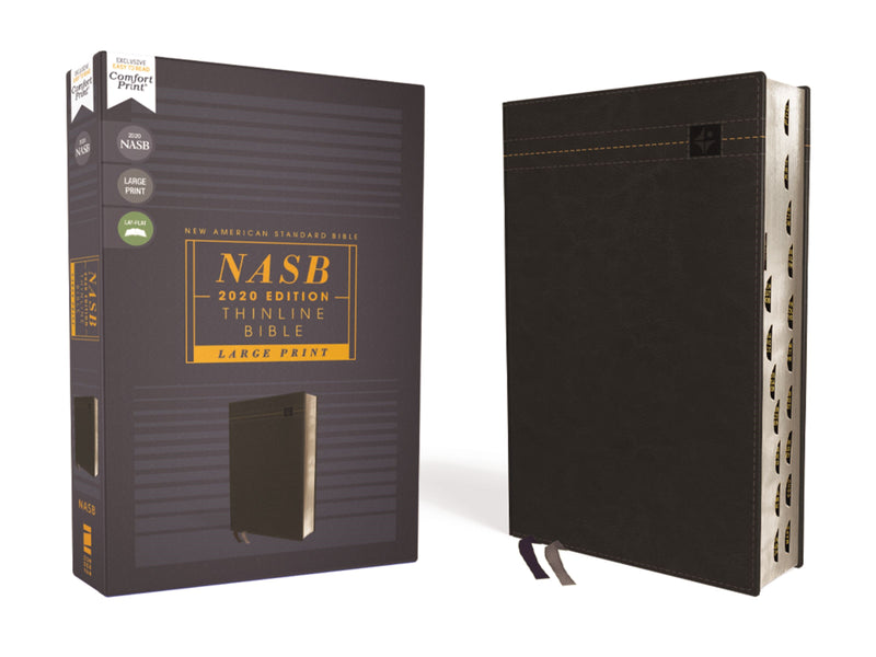 NASB Thinline Bible/Large Print-Black Leathersoft Indexed