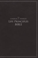 NIV Charles Stanley Life Principles Bible-Charcoal Leathersoft Indexed