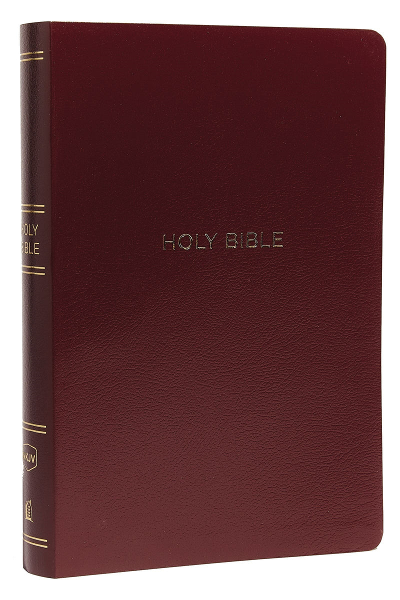 NKJV Giant Print Center-Column Reference Bible (Comfort Print)-Burgundy Leather-Look Indexed 