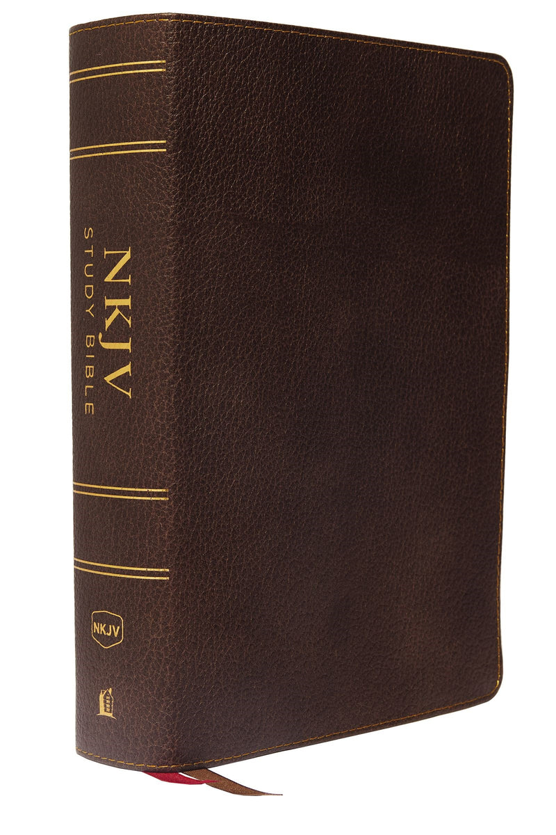 NKJV Study Bible (Full-Color) (Comfort Print)-Brown Genuine Leather