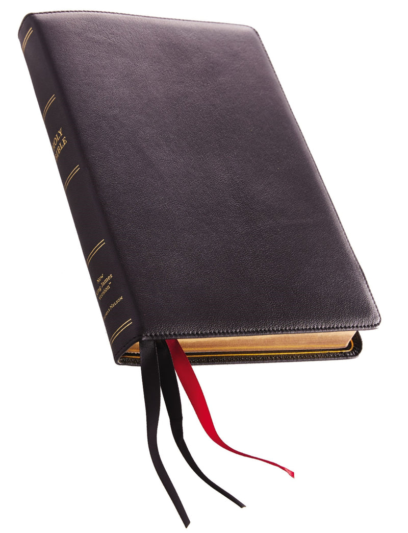 NKJV Thinline Reference Bible/Large Print (Comfort Print)-Black Premium Leather 