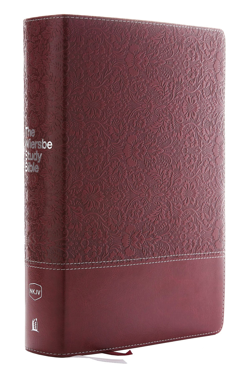 NKJV Wiersbe Study Bible (Comfort Print)-Burgundy Leathersoft Indexed