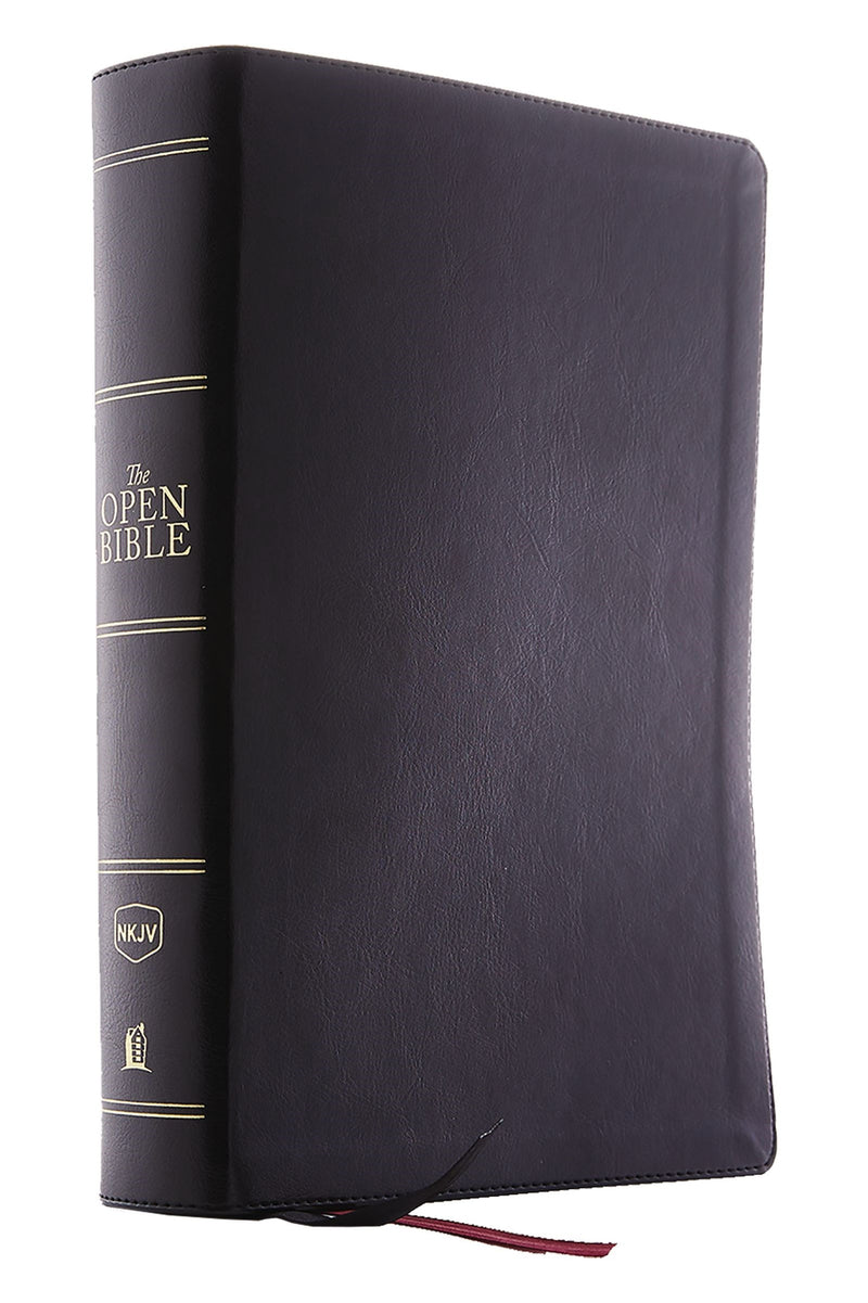 NKJV Open Bible (Comfort Print)-Black Leathersoft Indexed