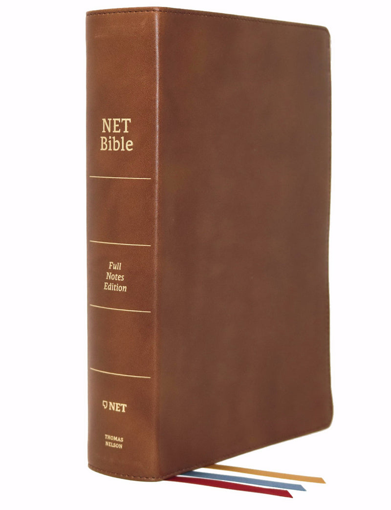 NET Bible (Full-Notes Edition) (Comfort Print)-Brown Genuine Leather Indexed