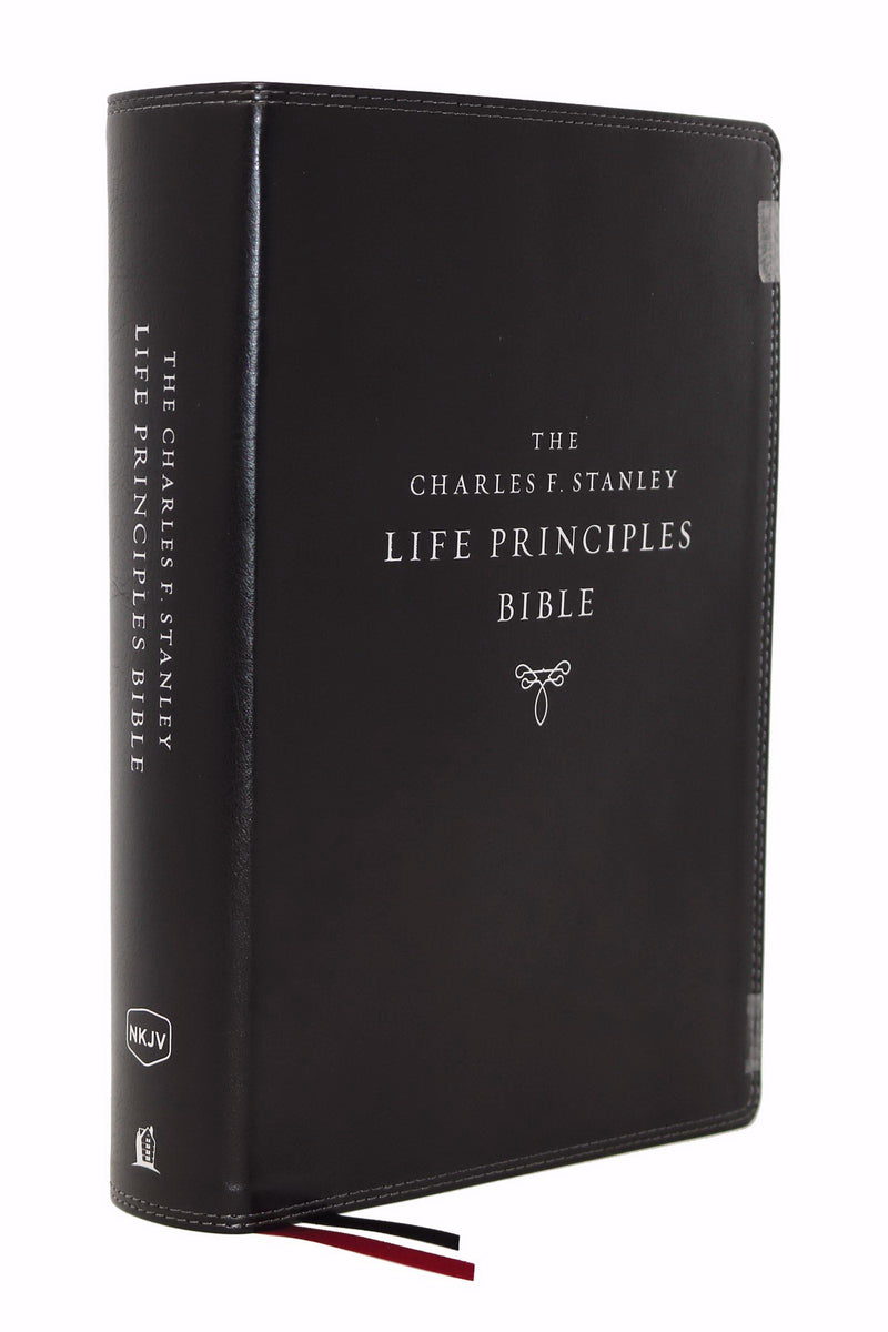 NKJV Charles F. Stanley Life Principles Bible (2nd Edition) (Comfort Print)-Black Leathersoft Indexed