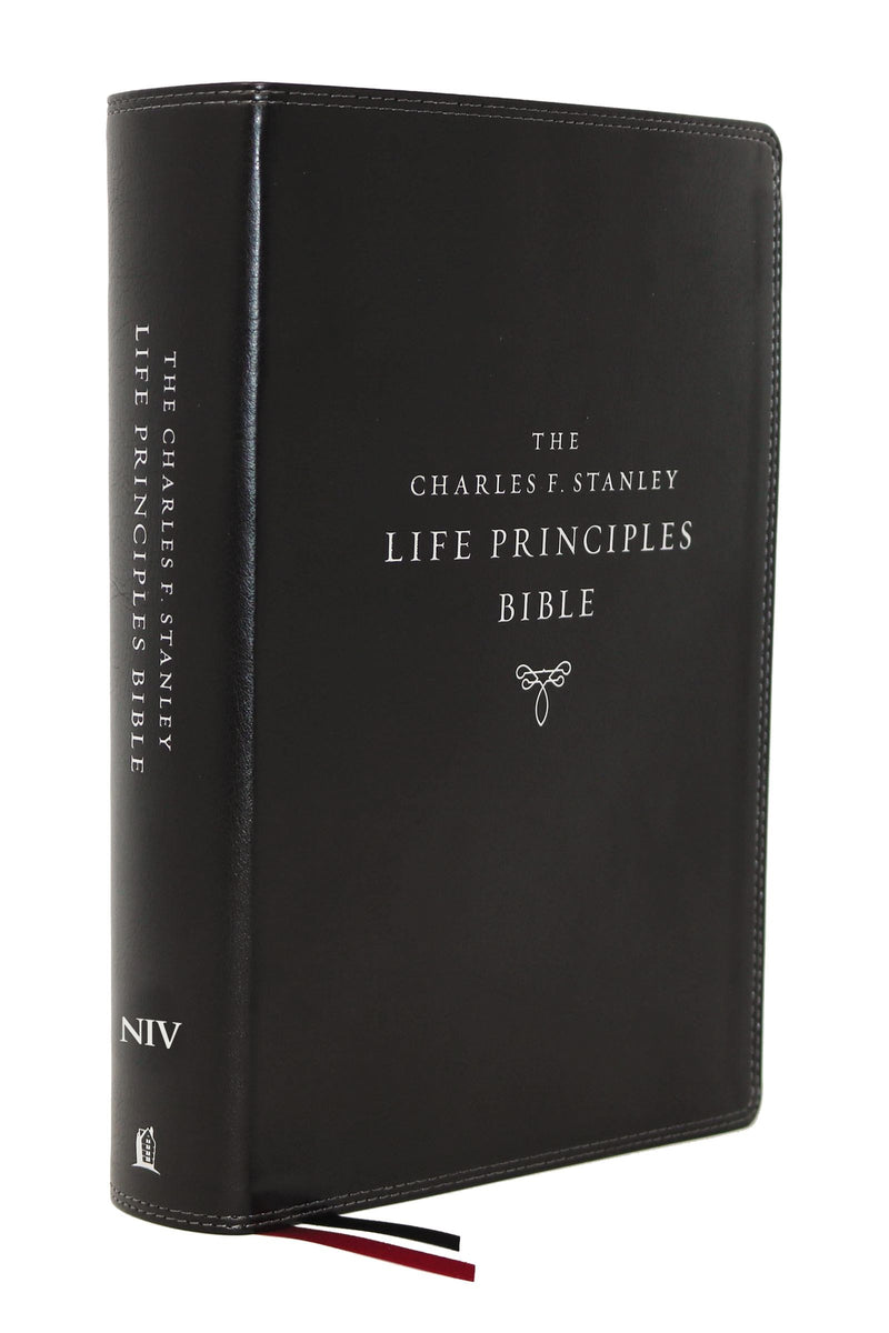 NIV Charles F. Stanley Life Principles Bible (2nd Edition) (Comfort Print)-Black Leathersoft 