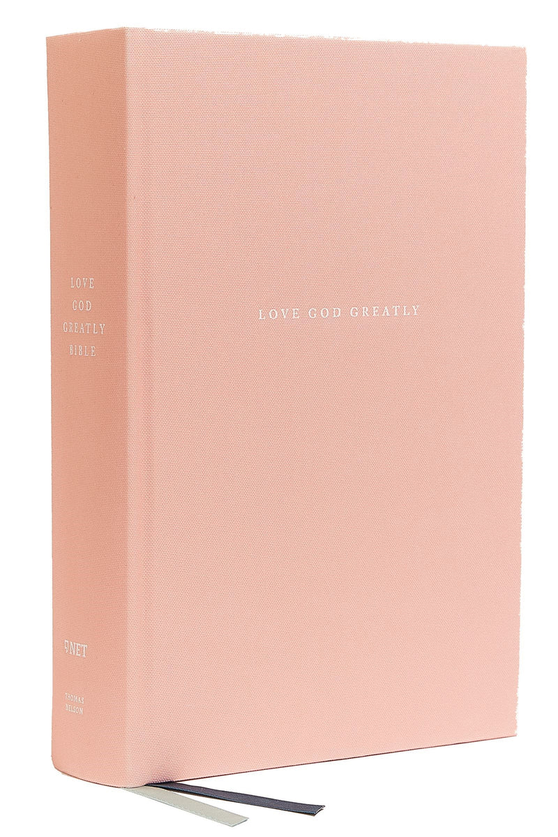 NET Love God Greatly Bible (Comfort Print)-Pink Cloth Over Board Indexed