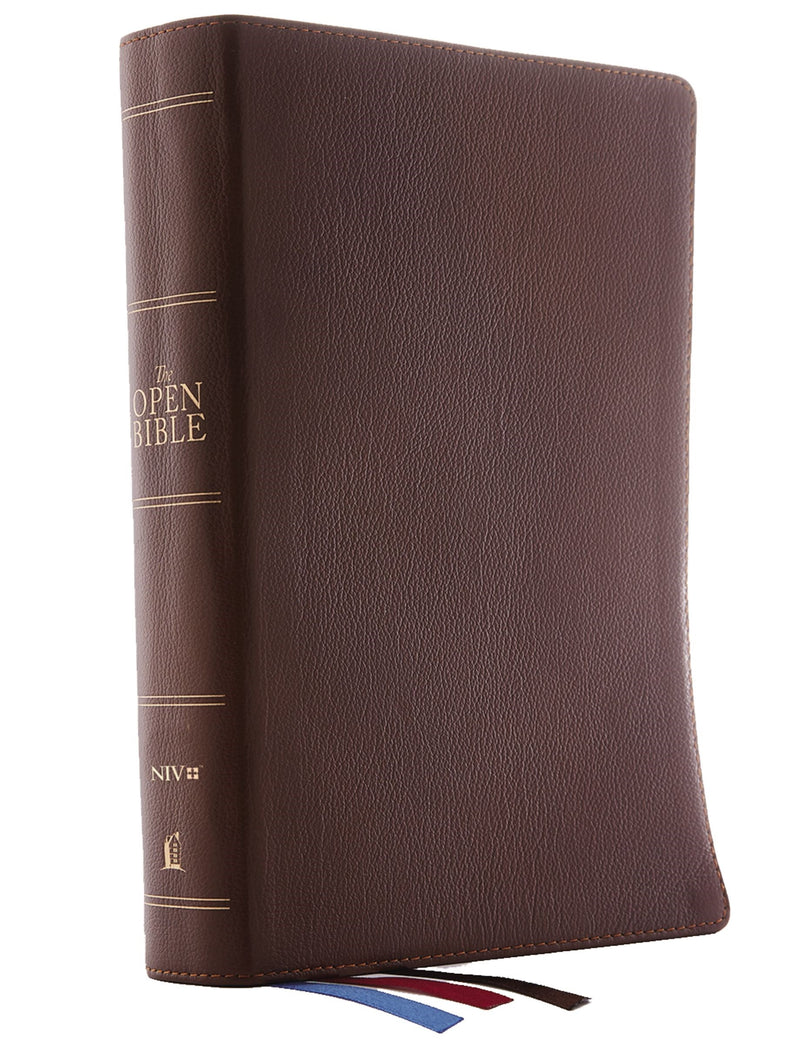 NIV The Open Bible (Comfort Print)-Brown Genuine Leather