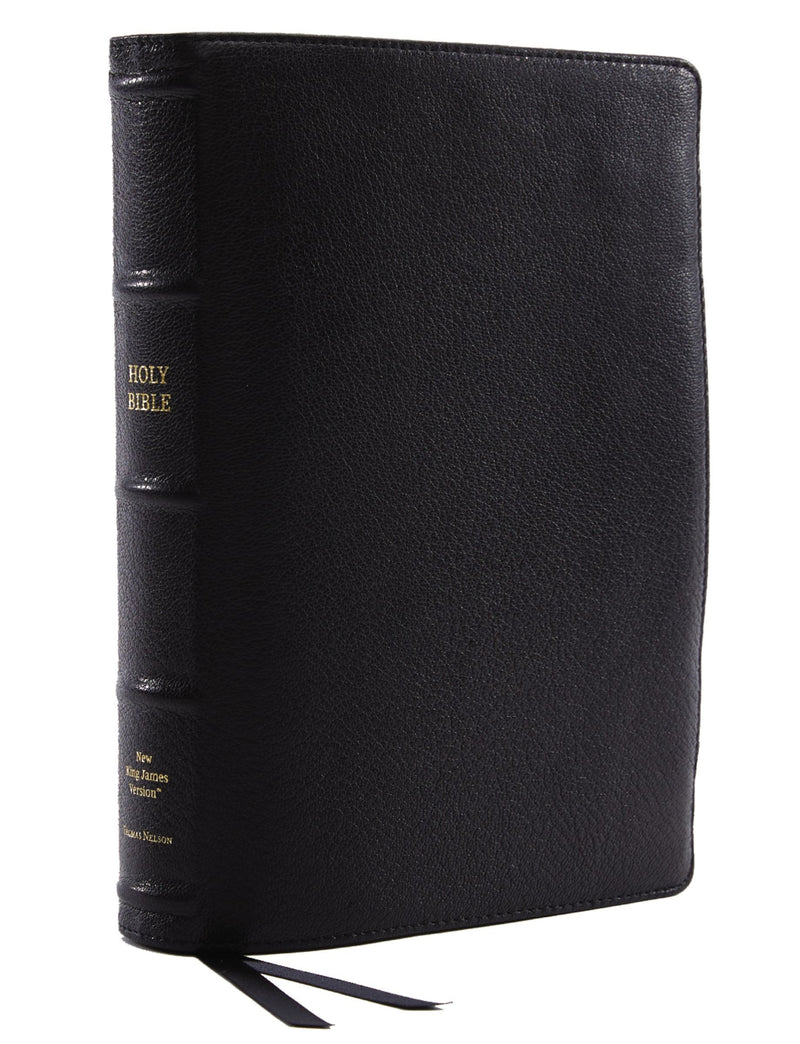 NKJV Large Print Wide-Margin Reference Bible (Comfort Print)-Black Premium Goatskin Leather