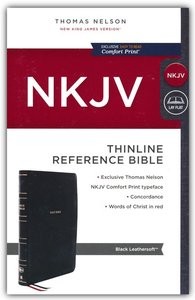 NKJV Thinline Reference Bible (Comfort Print)-Black LeatherSoft