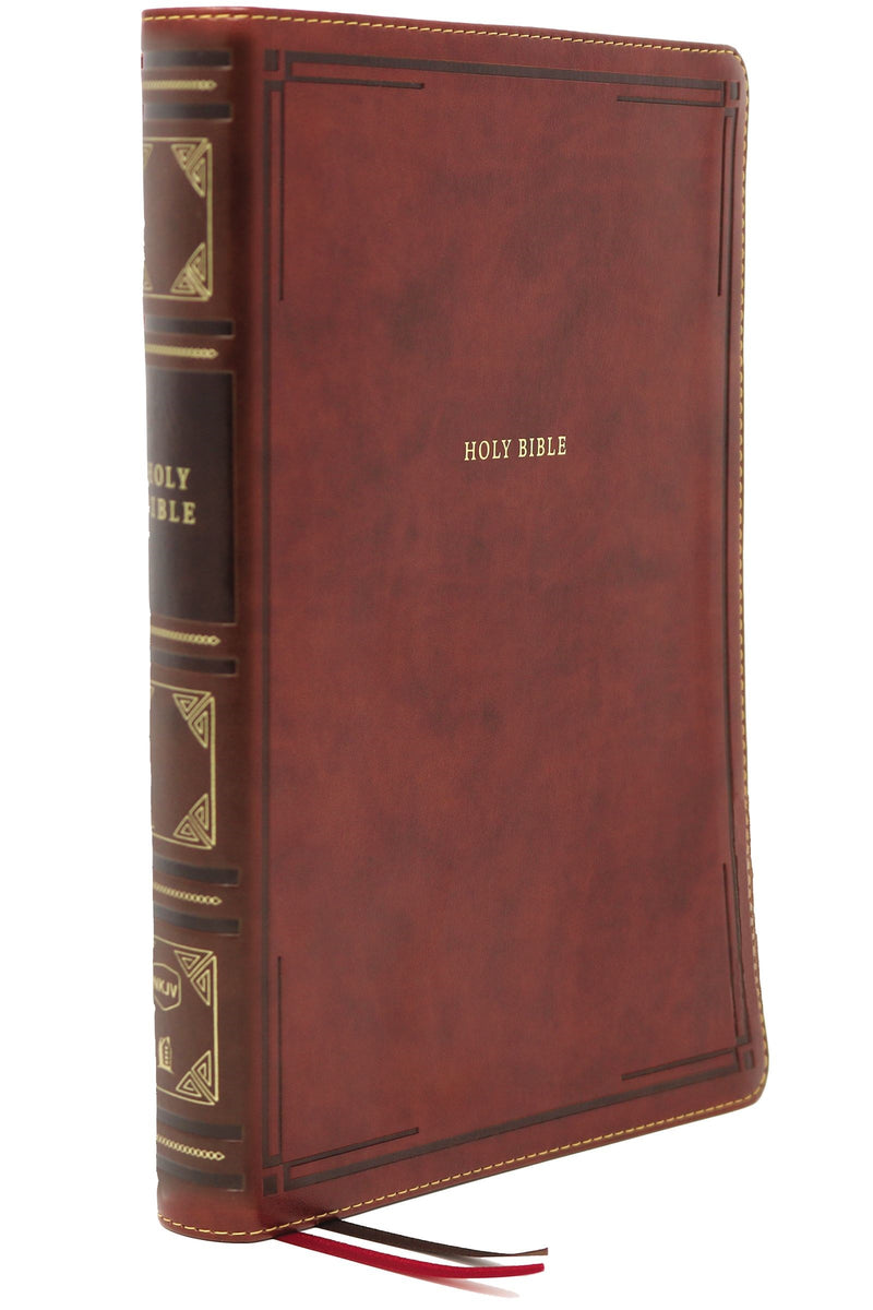 NKJV Large Print Thinline Reference Bible (Comfort Print)-Brown Leathersoft