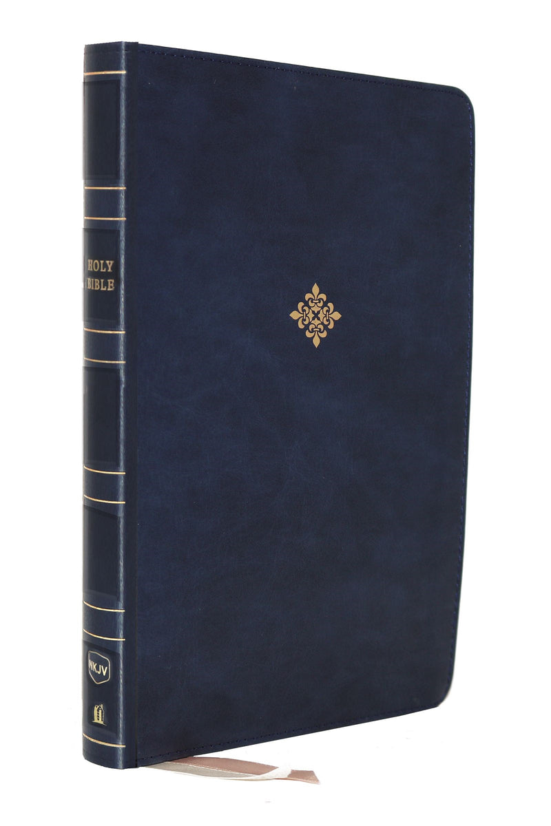 NKJV Large Print Thinline Reference Bible (Comfort Print)-Blue Leathersoft