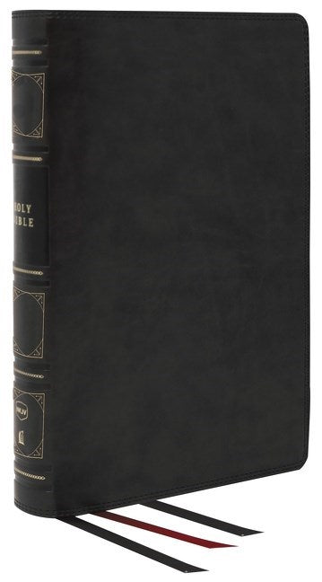 NKJV Verse-By Verse Center-Column Reference Bible (Comfort Print)-Black Genuine Leather Indexed