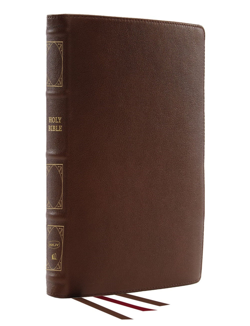 NKJV Verse-By Verse Center-Column Reference Bible (Comfort Print)-Brown Genuine Leather