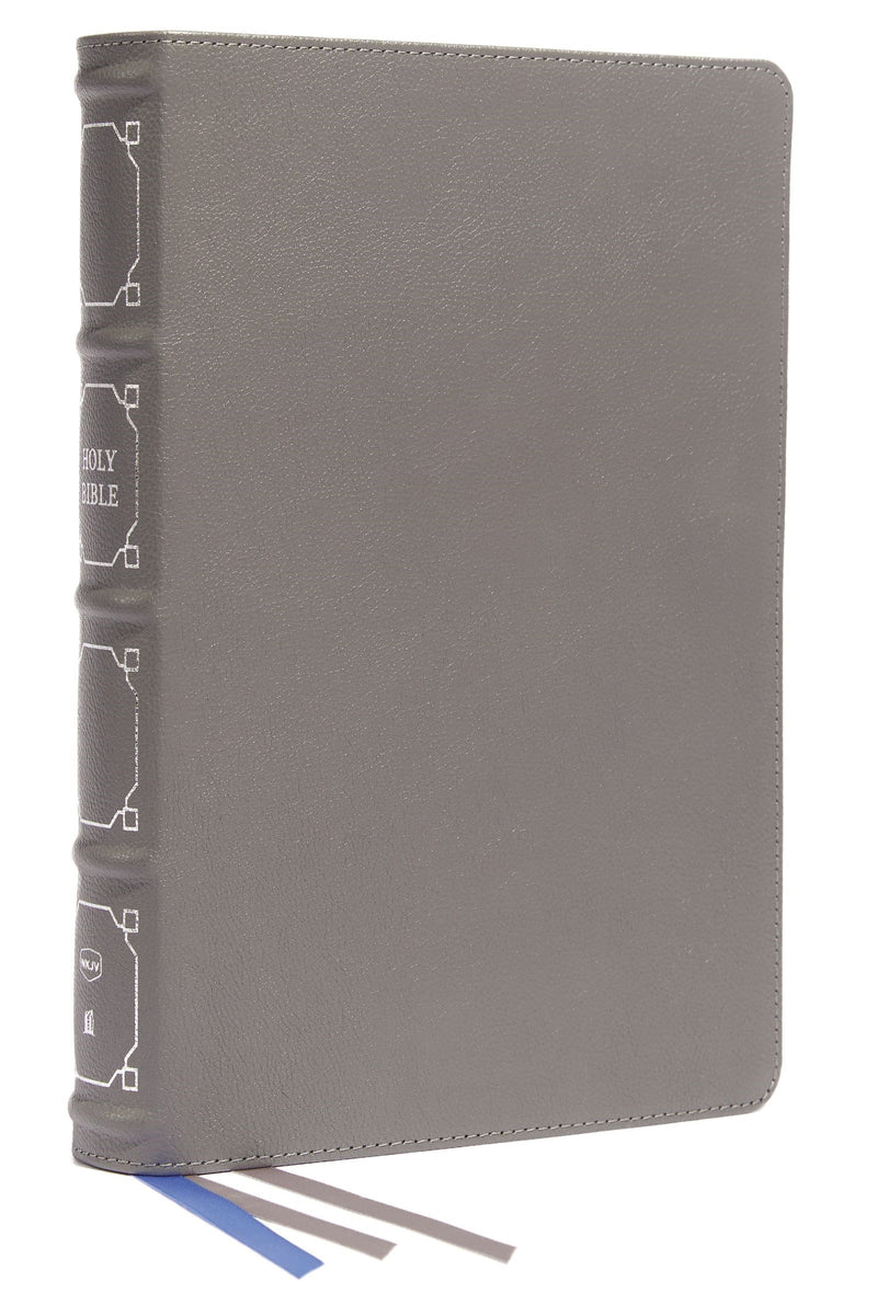 NKJV Classic Verse-By-Verse Center-Column Reference Bible (Comfort Print)-Gray Genuine Leather