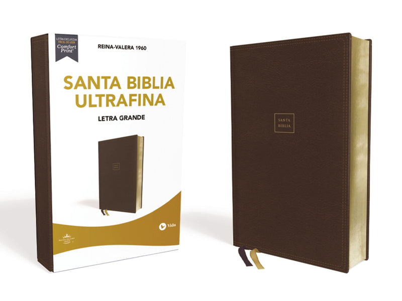 Span-RVR 1960 Ultrathin Large Print Bible (Santa Biblia Ultrafina Letra Grande)-Brown Leathersoft