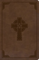 CSB Large Print Personal Size Reference Bible-Brown Celtic Cross LeatherTouch Indexed (Mar