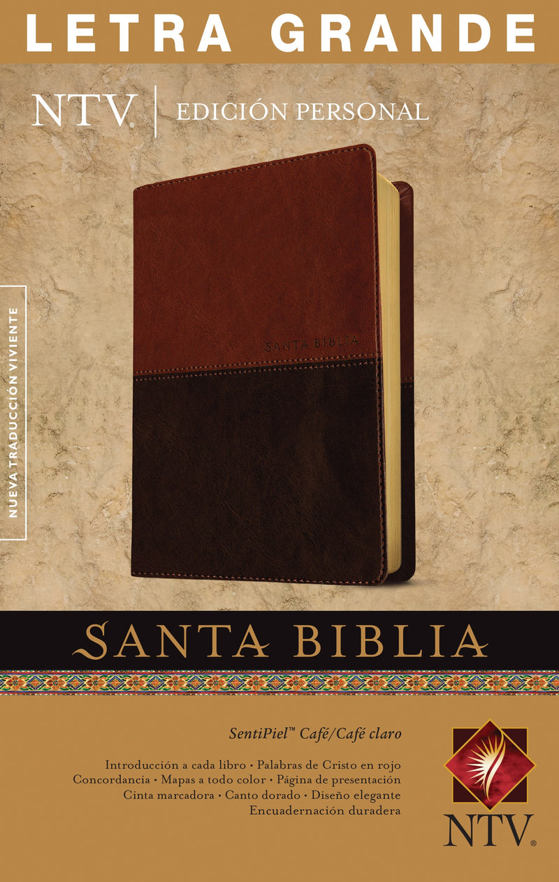 Span-NTV Personal Size Large Print Bible (Edicion Personal Letra Grande)-Brown/Tan TuTone