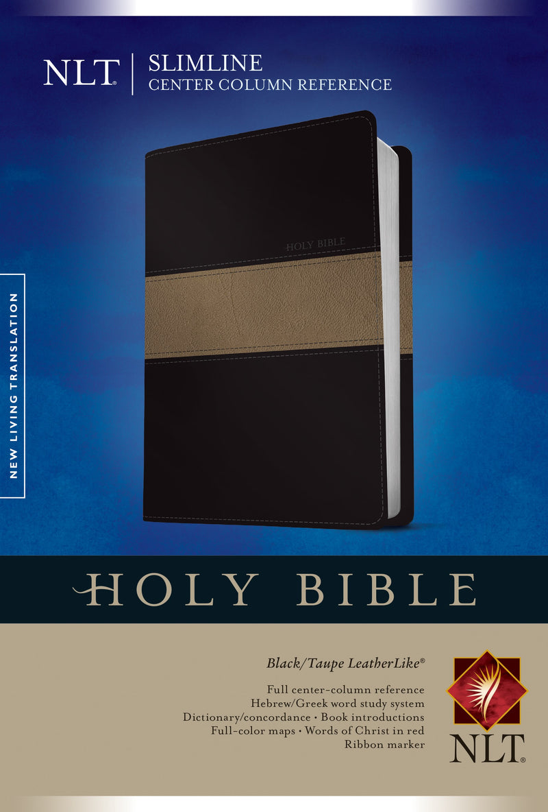 NLT Slimline Center Column Reference Bible-Black/Taupe TuTone